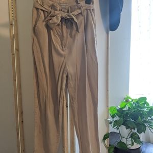 H&M Beige Brown Paper Bag Pants